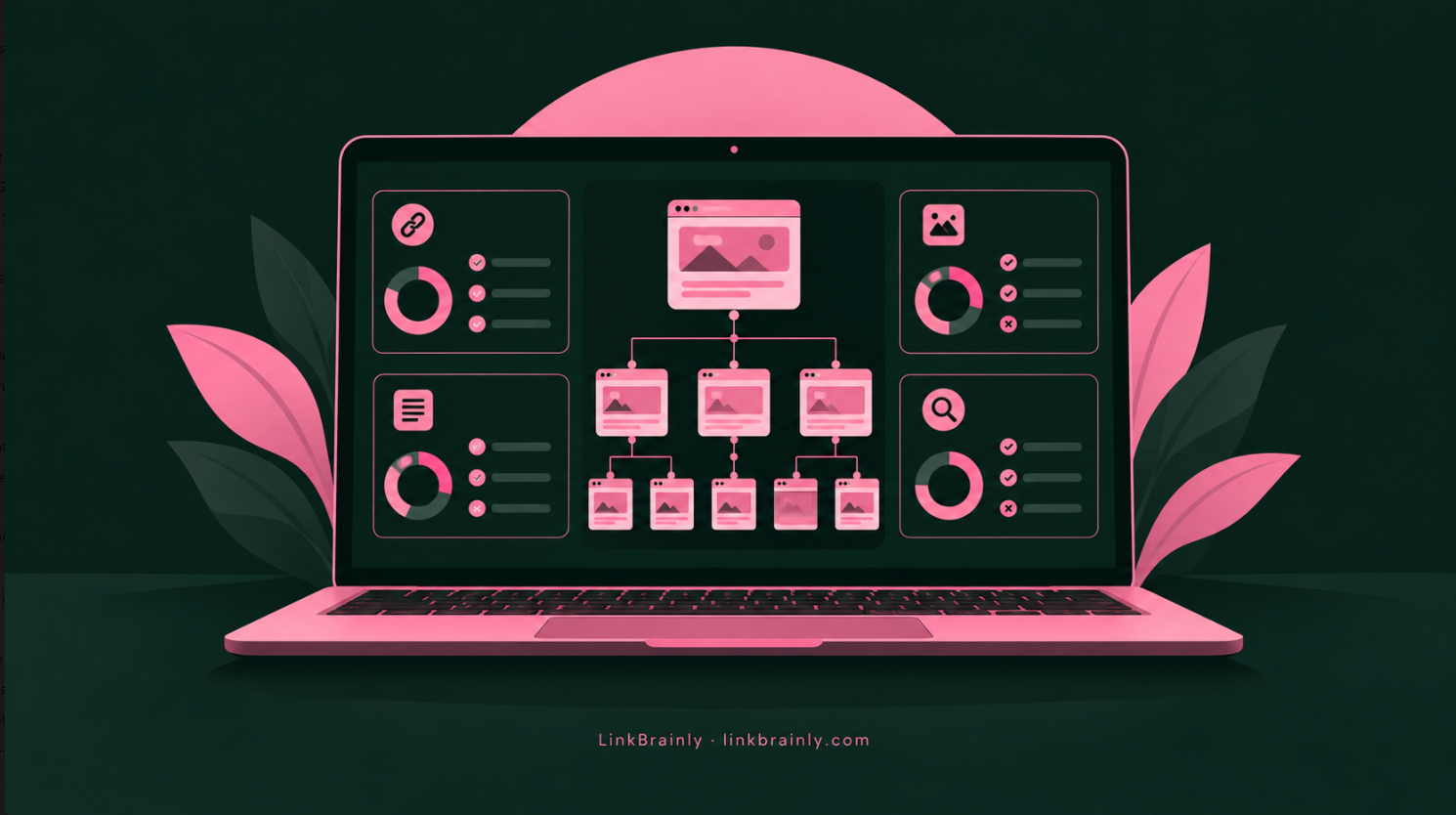 Seven steps in a website audit, from setting the crawl scope to fixing issues and rescanning.